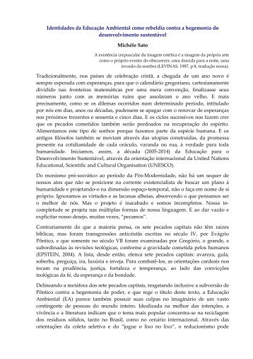 Identidades da Educação Ambiental como rebeldia contra a hegemo