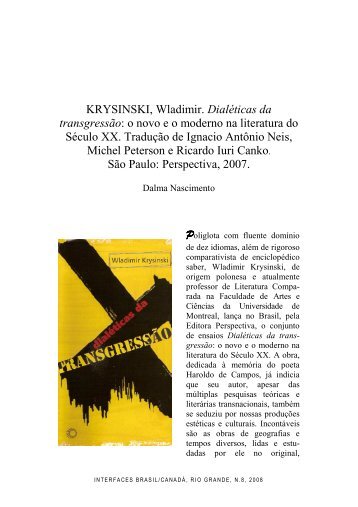 KRYSINSKI, Wladimir. Dialéticas da transgressão - Interfaces Brasil ...