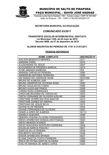 lista deferidos 07 02 2011 - Prefeitura Municipal de Salto de Pirapora