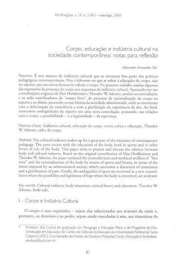 Corpo, educação e indústria cultural na sociedade ... - Unicamp