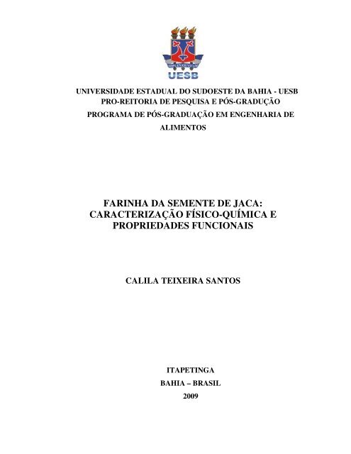 Farinha Da Semente De Jaca Caracterização Físico Química E Uesb 3706