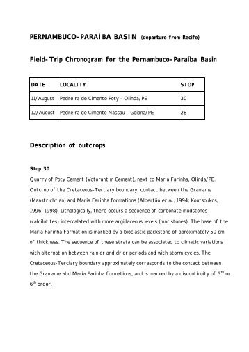 Field-Trip Chronogram for the Pernambuco-Paraíba Basin ...