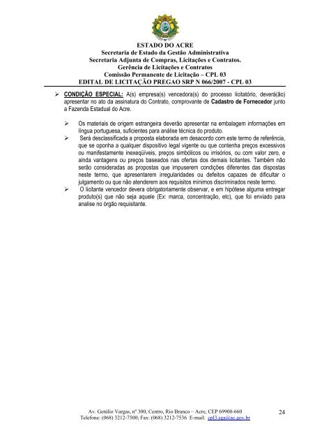 ESTADO DO ACRE Secretaria de Estado da Gestão Administrativa ...