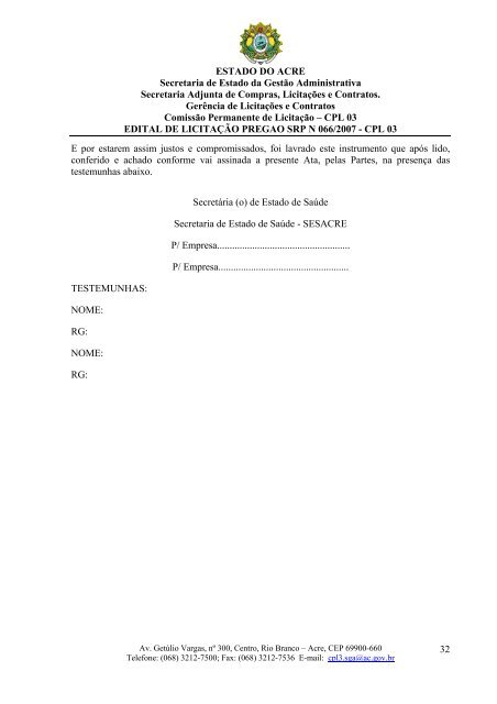 ESTADO DO ACRE Secretaria de Estado da Gestão Administrativa ...