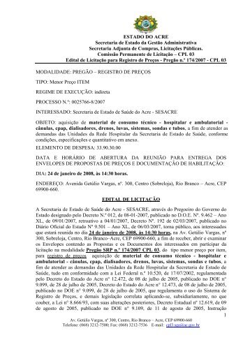 ESTADO DO ACRE Secretaria de Estado da Gestão Administrativa ...