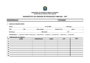 Diagnóstico da UPF - Ministério do Desenvolvimento Agrário