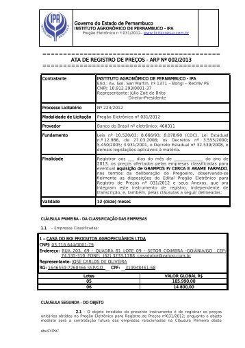 aquisição de GRAMPOS P/ CERCA E ARAME FARPADO - IPA
