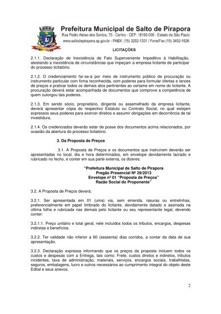 edital de pregão presencial nº 29/2013 processo administrativo nº ...
