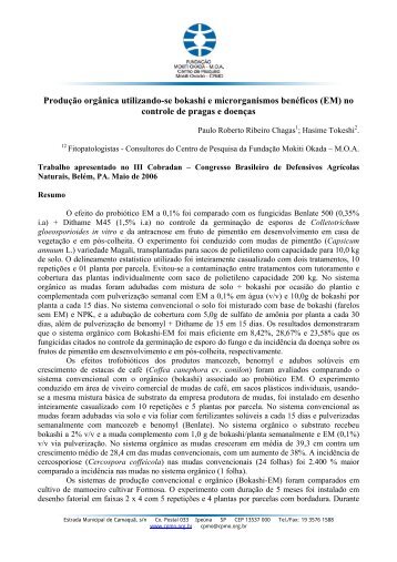 Produção orgânica utilizando-se bokashi e microrganismos benéficos