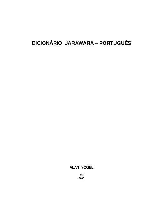 DICIONÁRIO JARAWARA – PORTUGUÊS