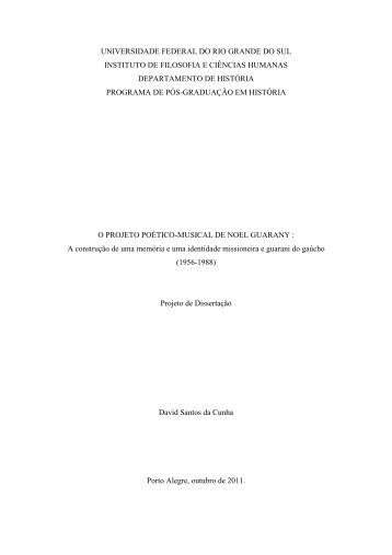Projeto dissertação Noel Guarany - mestrado - Coletivo Catarse