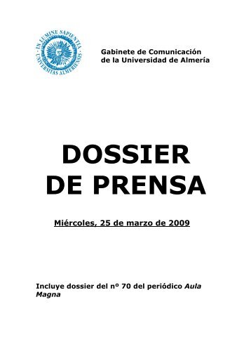 01 PORTADA DOSSIER DE PRENSA - Universidad de Almería