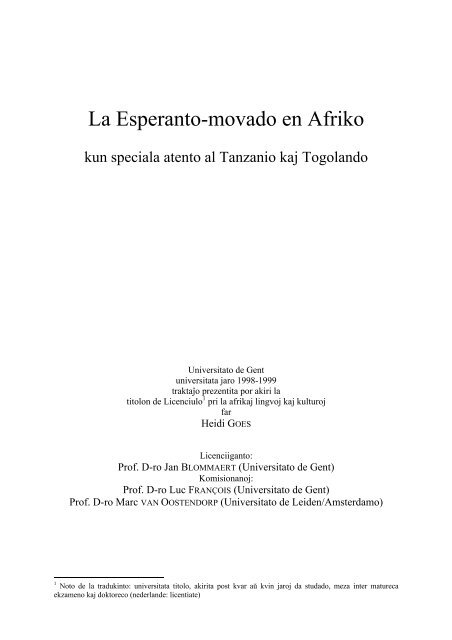 La Esperanto-movado en Afriko - Universala Esperanto-Asocio