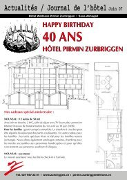 40 ans hôtel Pirmin Zurbriggen**** 40 ans Anni et Günter