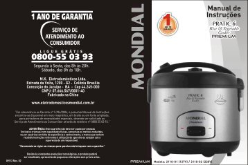 Manual_Panela Elétrica Pratic 6 Rice & Vegetables ... - Mondial