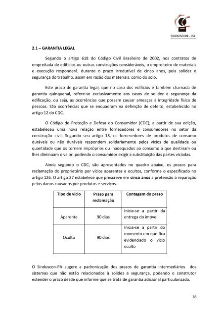 MANUAL DE GARANTIAS NBR 5674:99 - Sinduscon-PA