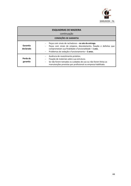 MANUAL DE GARANTIAS NBR 5674:99 - Sinduscon-PA