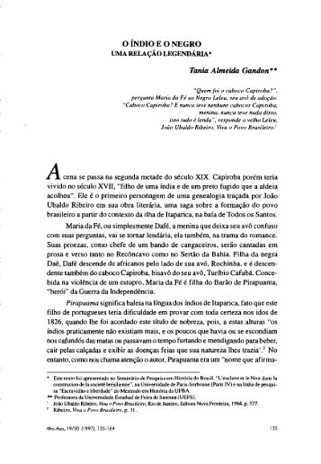 O ÍNDIO E O NEGRO Tania AlmeUúr Gandon** - Revista Afro-Ásia