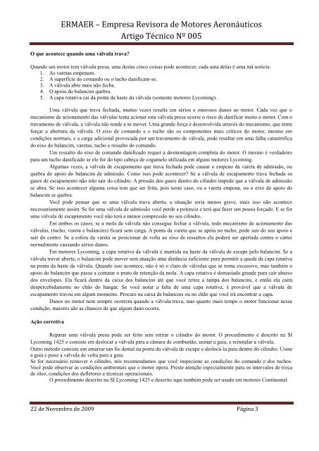 ARTIGO TÉCNICO 05 (Travamento de Válvulas) - ERMAer