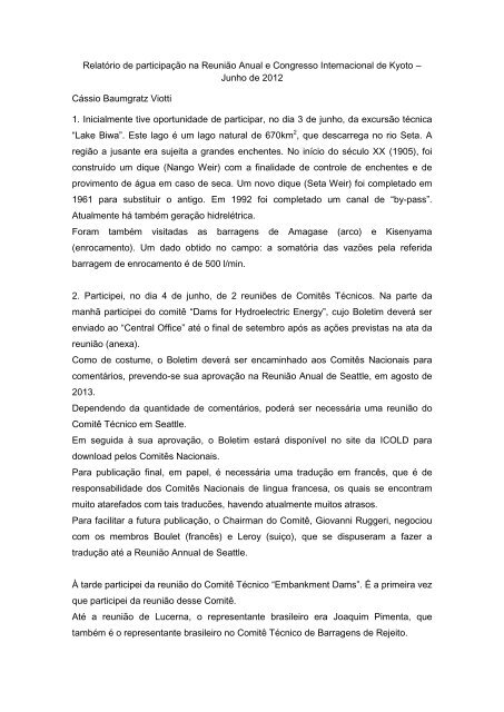 Cássio Baumgratz Viotti - Relatório de Participação - Comitê ...
