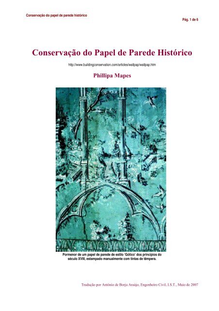 Conservação do Papel de Parede Histórico