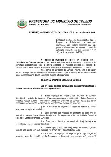 Instrução Normativa nº 2/2009, de 2 de - Portal do Município de ...