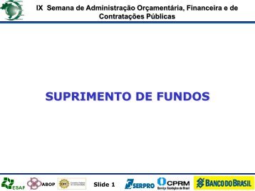 Oficina 55 - Suprimento de Fundos - Esaf - Ministério da Fazenda