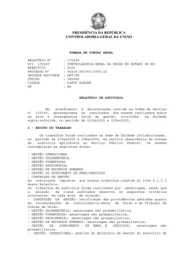 PRESIDÊNCIA DA REPÚBLICA UNIÃO CONTROLADORIA-GERAL ...