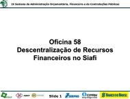 Oficina 58 - Descentralização de Recursos Financeiros no Siafi