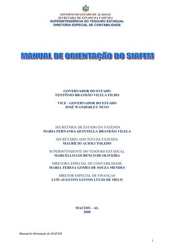 MANUAL DE ORIENTAÇÃO DO SIAFEM - Sefaz - AL