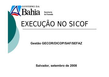 EXECUÇÃO NO SICOF