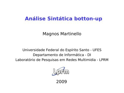 Análise Sintática botton-up - Departamento de Informática