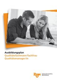 Ausbildungsplan Qualitätsfachmann/fachfrau Qualitätsmanager/in