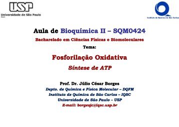 Fosforilação Oxidativa – ATP Sintase - USP