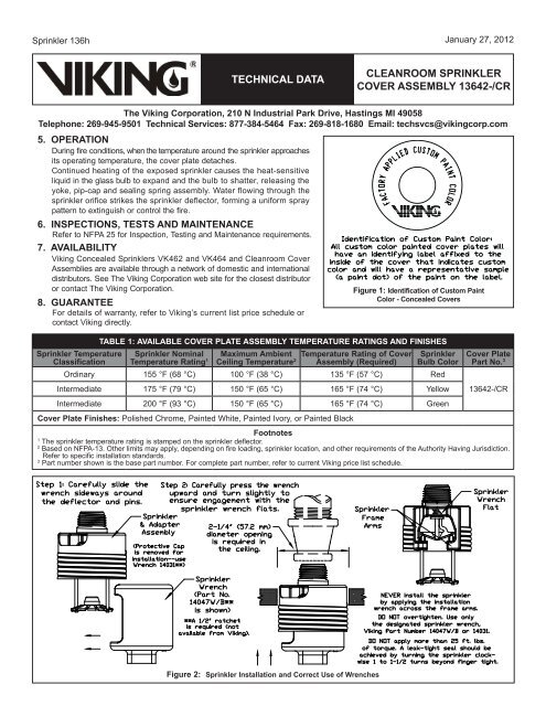 cleanroom sprinkler cover assembly 13642-/cr TecHnical ... - Viking
