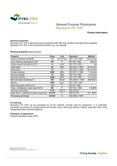 General Purpose Polystyrene Styrolution PS 153F