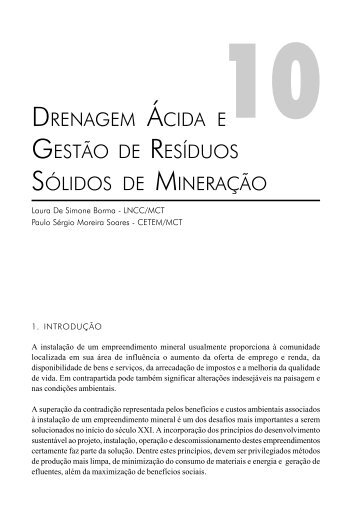 drenagem ácida e gestão de resíduos sólidos de mineração