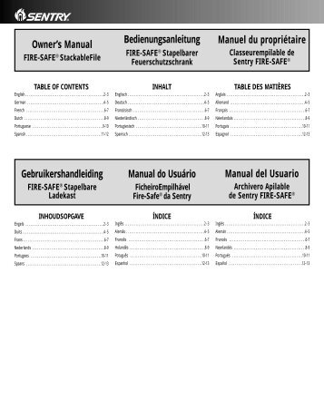 Gebruikershandleiding Manual do Usuário Manual ... - Sentry® Safe