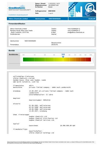 Firmenidentifikation Bonität WIRTSCHAFTSAUSKUNFT - Creditreform