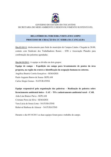 governo do estado do tocantins secretaria do meio ambiente e ...