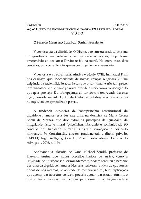 Leia o voto do ministro - STF