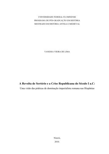 A Revolta de Sertório e a Crise Republicana do Século I a.C: Uma ...