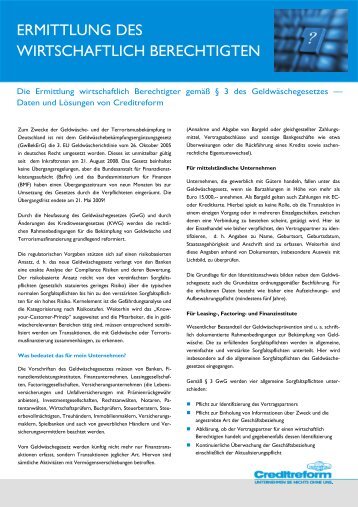 Ermittlung der wirtschaftlich Berechtigten - Creditreform Bonn