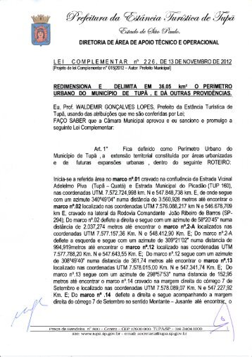 lei complementar nº 226 - Prefeitura Municipal de Tupã