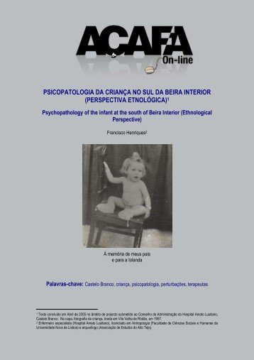 Psicopatologia da Criança - Associação de Estudos do Alto Tejo