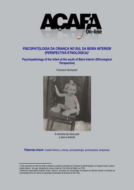 Psicopatologia da Criança - Associação de Estudos do Alto Tejo