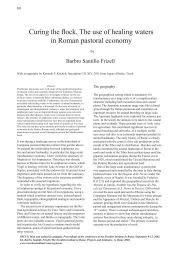 Curing the flock. The use of healing waters in Roman pastoral ...