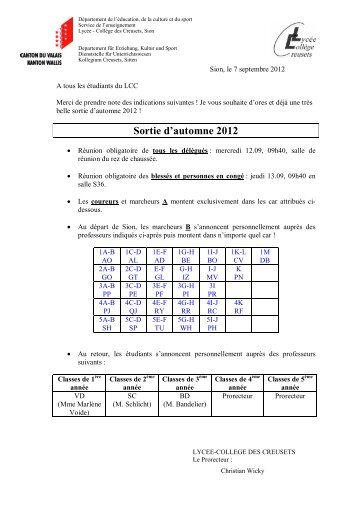 Sortie d'automne 2012 - Lycée-Collège des Creusets