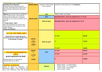 FÊTE DE NOËL 2012 - Lycée-Collège des Creusets