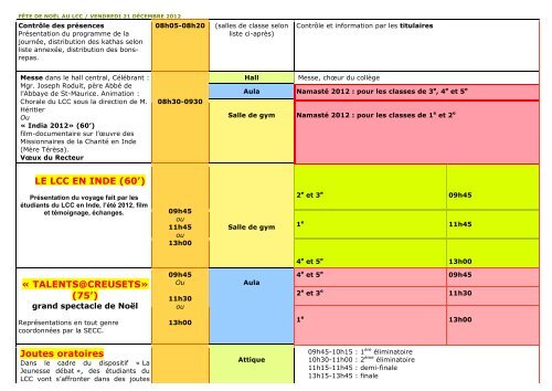 FÊTE DE NOËL 2012 - Lycée-Collège des Creusets